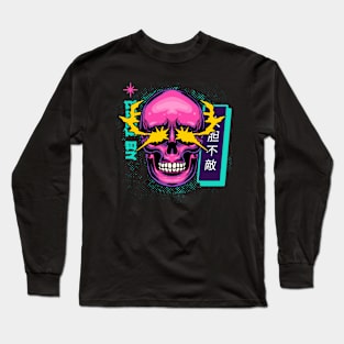 Neon Skull Laser Eyes Cyber Punk Long Sleeve T-Shirt